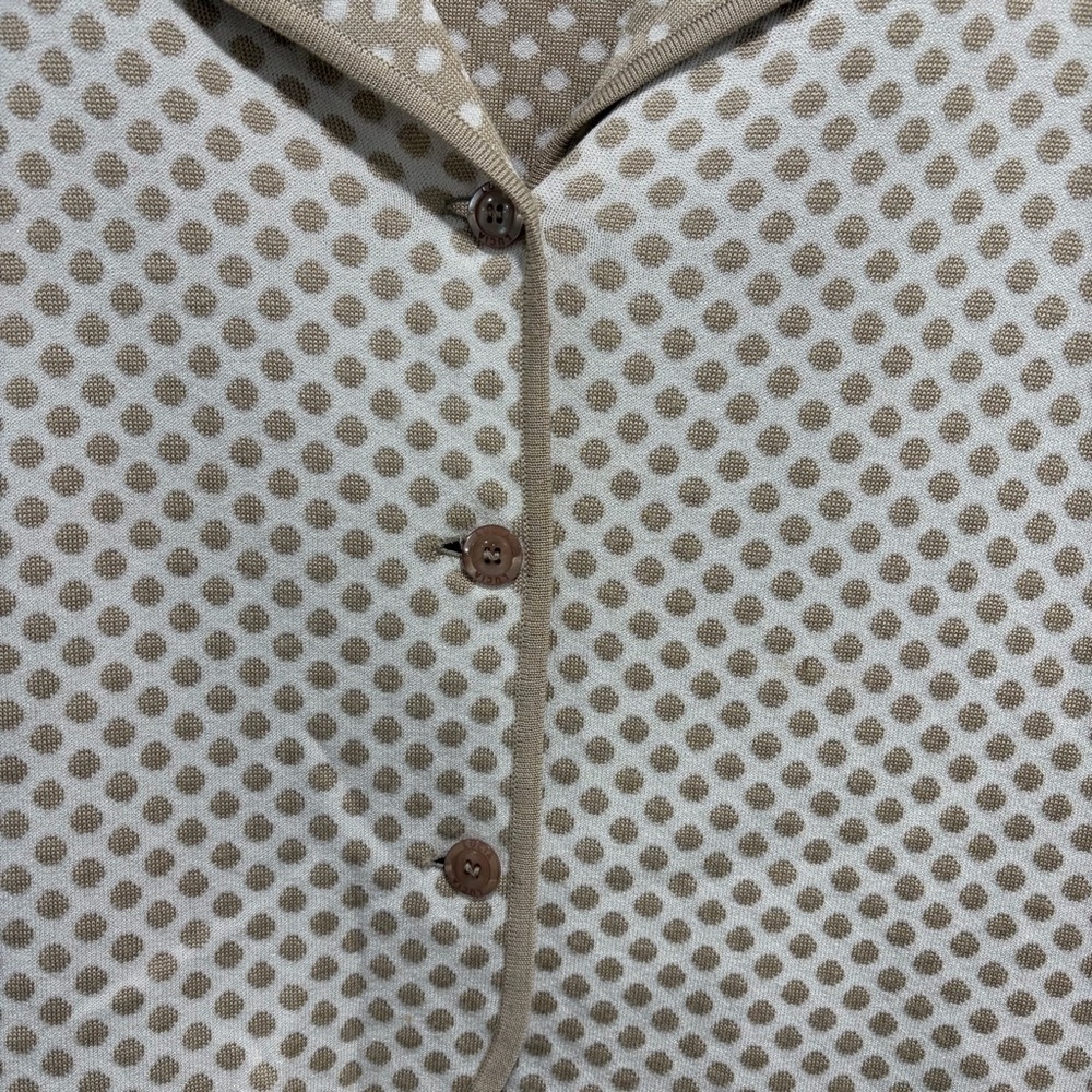 Lucia Cream and Tan Patterned Button-Up Long Sleeve Cardigan - Picture 4 of 9